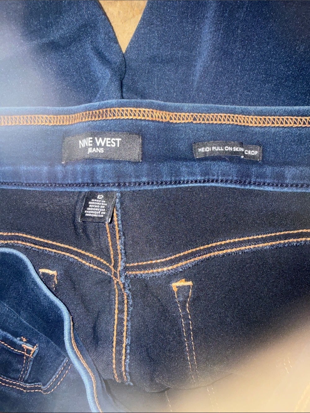 Nine West Dark Blue Stretch Heidi Pull On Skinny Cropped Jeans - Picture 8 of 9